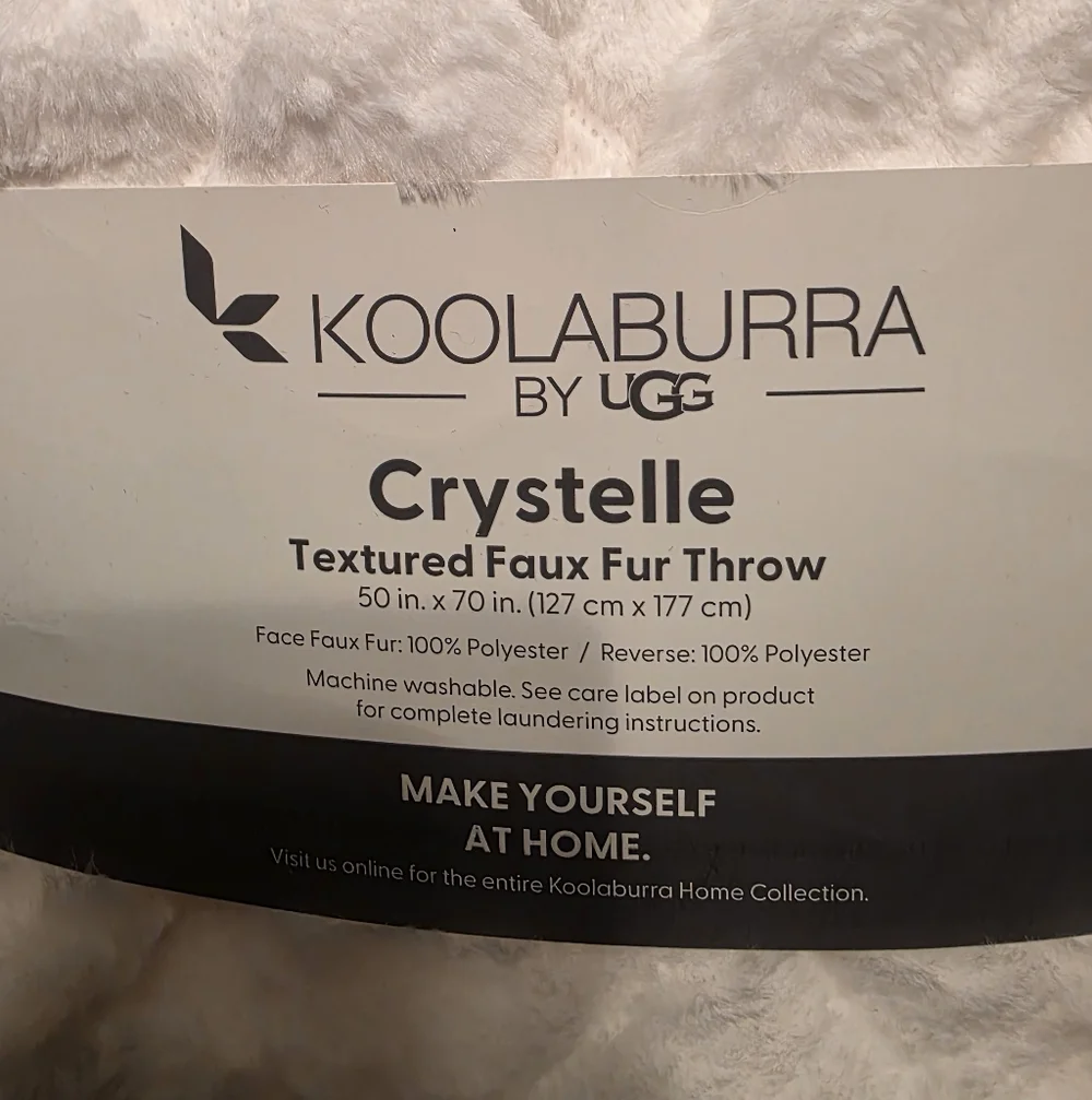 Koolaburra Crystelle Textured Faux Fur Throw - White